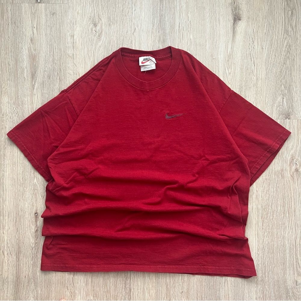 Vintage 90s Nike Shirt Adult Mens L Red Embroidered Swoosh Faded Grunge Tee 90s